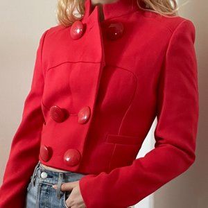 Versace Hot Pink Wool/ Silk Cropped Jacket